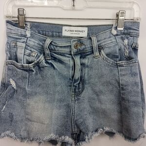 FLYING MONKEY Distressed Highrise Faded Light Blue Jean‎ Summer Shorts  (#398)